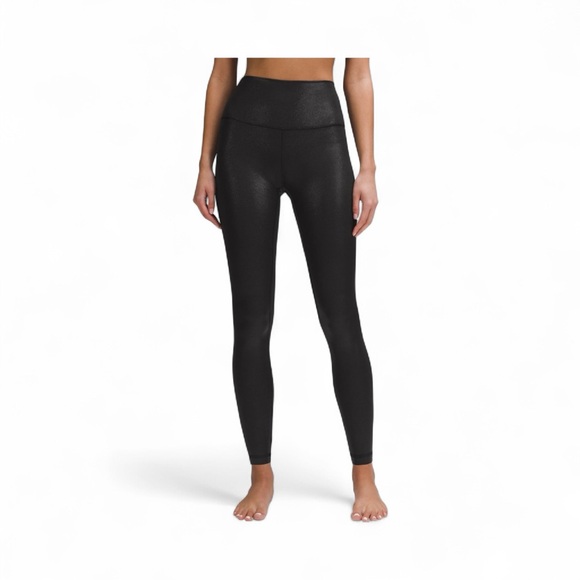 Lululemon Align High Rise Pant 25” Foil Print Black Silver Size 4 ✨ - Picture 1 of 6
